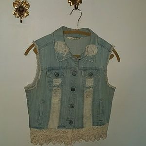 Distressed Denim Vest